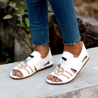 Artificial Leather Magic Super Soft Genuine china white egale print Sandal