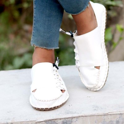 Shoes Artificial Leather Super Soft Genuine white china Sandal ( sada side fita ) Code: 1005