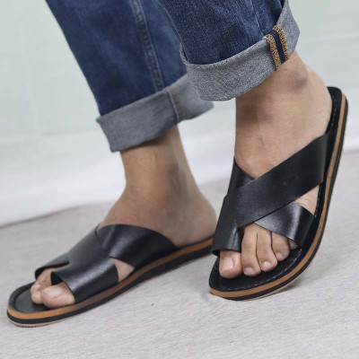 premium quality genuine Leather sandel one fingar black Code: 1026